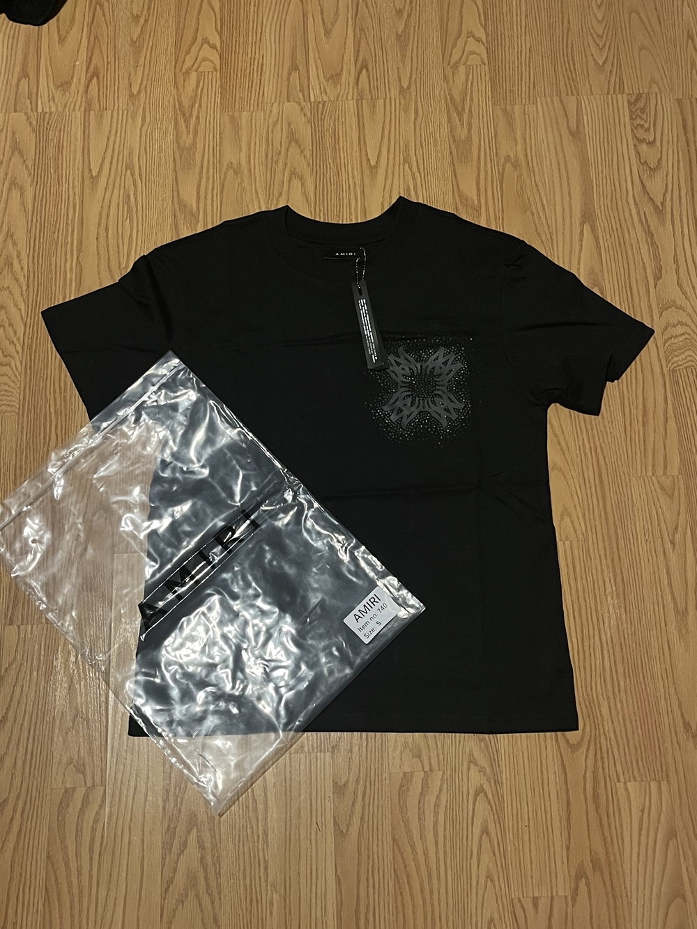 AMIRI Black Embellished Logo Pocket T-Shirt - Men's